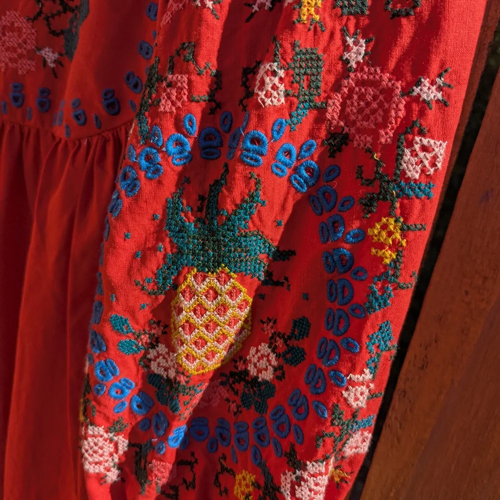 Farm Rio Red Embroidered Dress - Picture 2 of 7